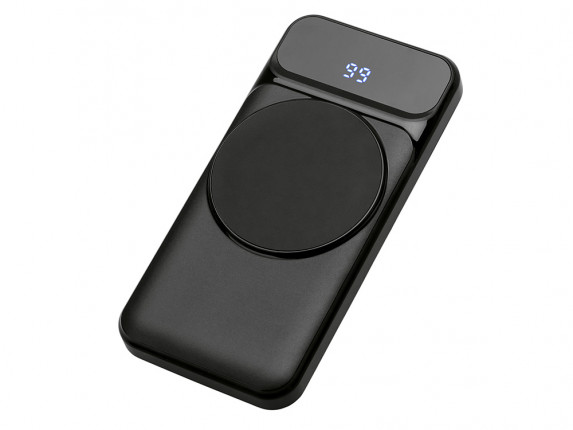 Магнитный беспроводной внешний аккумулятор со встроенными кабелями Мэни,быстаря зарядка, 10000 мАч, черный