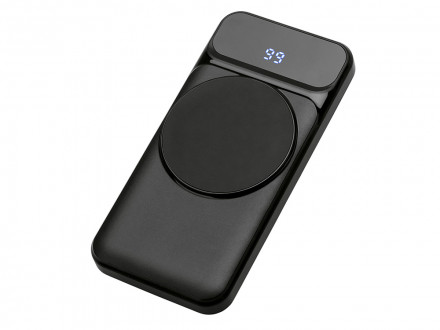 Магнитный беспроводной внешний аккумулятор со встроенными кабелями Мэни,быстаря зарядка, 10000 мАч, черный