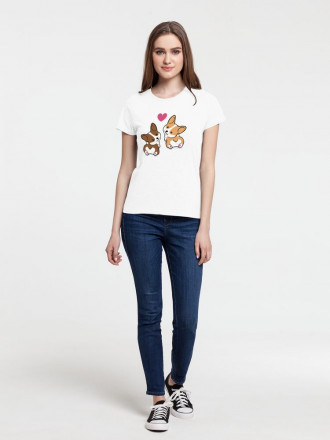 Футболка женская Little Corgi, белая