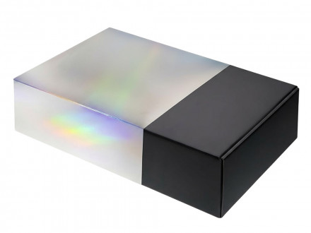 Подарочная коробка с голографическим шубером без печати Aurora, L, 260х260х100 мм.
