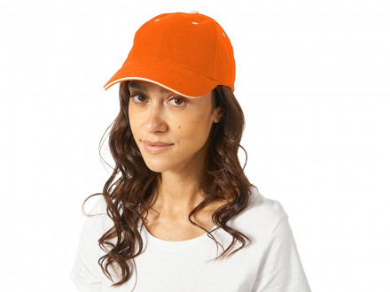 Бейсболка New Castle 6-ти панельная, оранжевый/белый