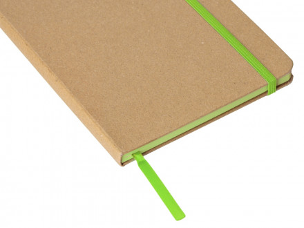 Блокнот A5 Sevilia Color, твердая обложка из крафта, 80 листов, цветной срез и форзац, натуральный/зеленое яблоко