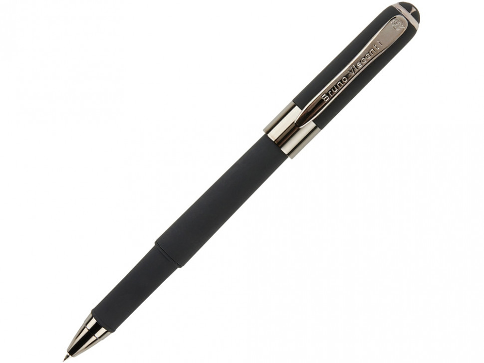 Ручка пластиковая шариковая Monaco, 0,5мм, синие чернила, черный/вороненая сталь