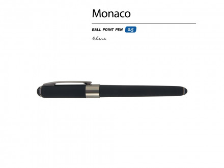 Ручка пластиковая шариковая Monaco, 0,5мм, синие чернила, черный/вороненая сталь