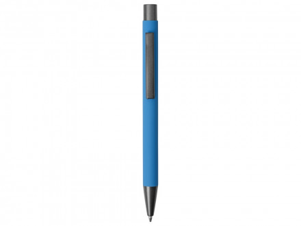 Ручка металлическая soft touch шариковая Tender, голубой/серый