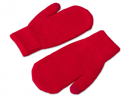 Подарочный набор с варежками, шарфом и термосом,красный