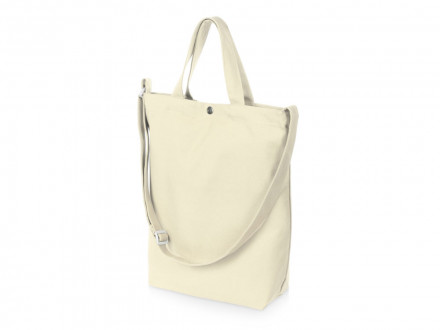 Сумка Helfer из хлопка на кнопке с регулирующейся лямкой, натуральный