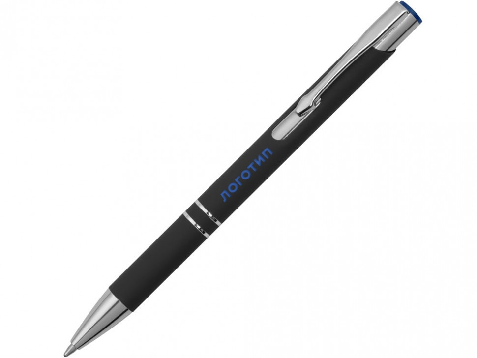 Ручка металлическая шариковая Legend Mirror Gum софт-тач с цветным слоем, черный / синий