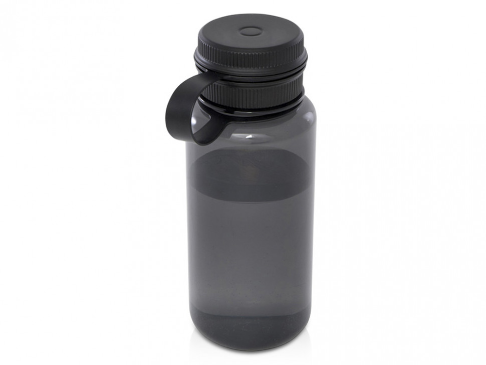 Спортивная бутылка Ryder из переработанного ПЭТ-пластика объемом 900 мл с многофункциональной крышкой, сертифицированная RCS - сплошной черный