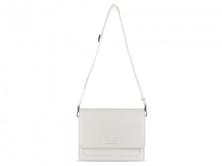 Сумка через плечо женская BUGATTI Elsa, белая, воловья кожа/полиэстер, 25х8,5х20 см