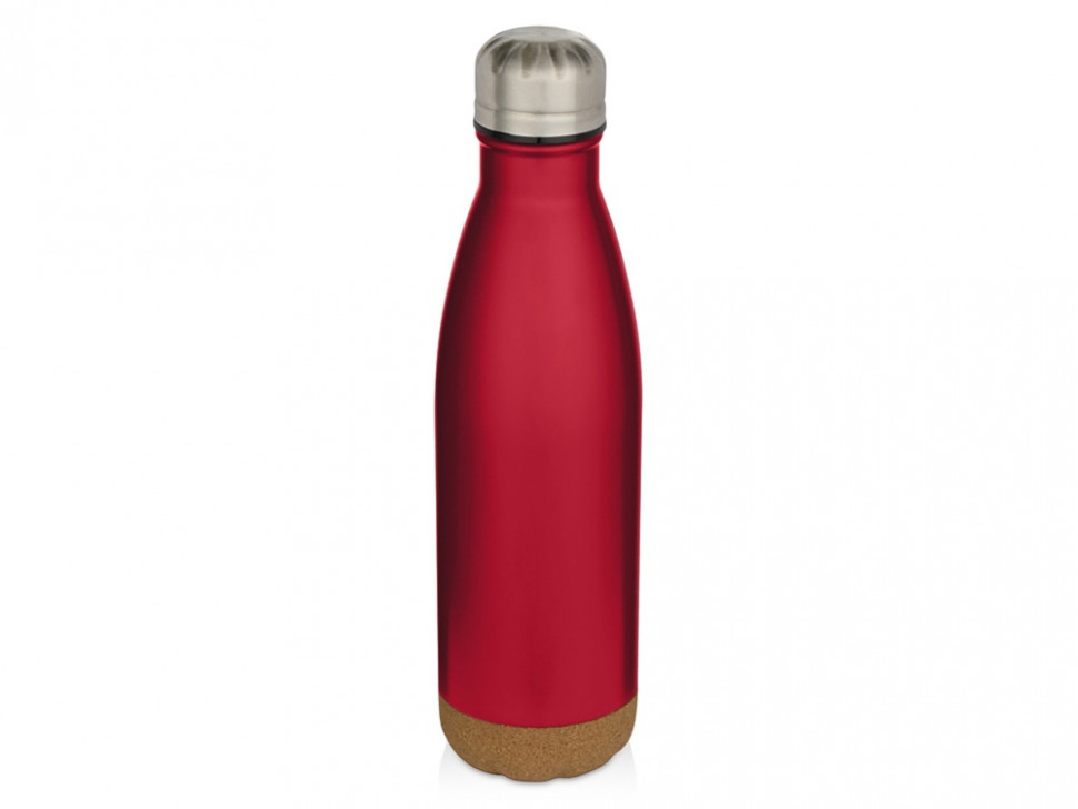 Бутылка для воды Cove из нержавеющей стали с двойными стенками и вакуумной изоляцией, объемом 500 мл, с пробковыми деталями - Красный
