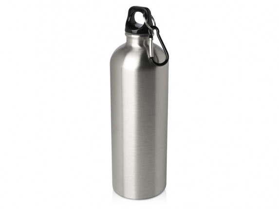 Одностенная бутылка для воды с карабином Oregon, изготовленная из нержавеющей стали, сертифицированной по стандарту RCS, объемом 750 мл - Серебряный