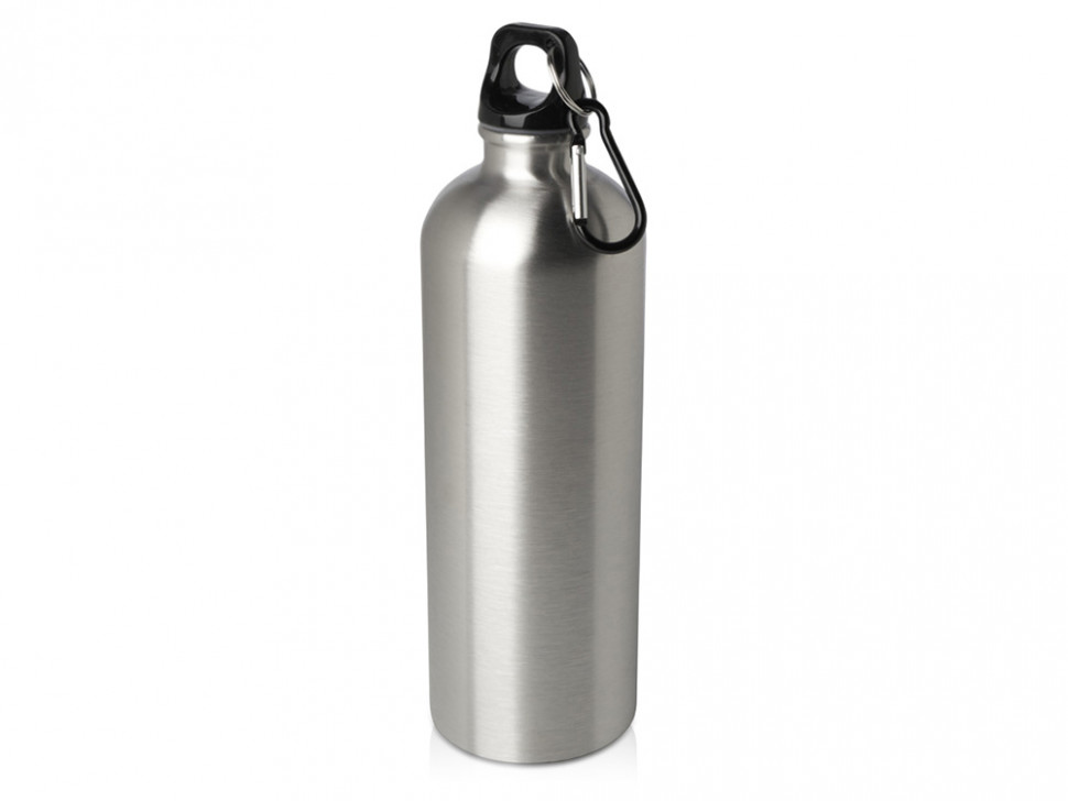 Одностенная бутылка для воды с карабином Oregon, изготовленная из нержавеющей стали, сертифицированной по стандарту RCS, объемом 750 мл - Серебряный