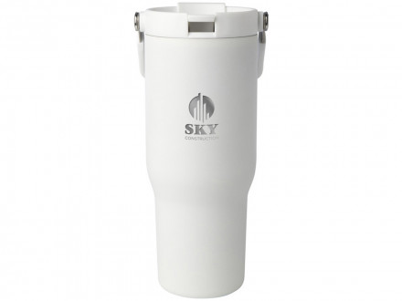 Термостакан Bronx объемом 900 мл из меди и переработанной нержавеющей стали, сертифицированной по стандарту RCS, с вакуумной изоляцией и крышкой с двойной функцией - Белый