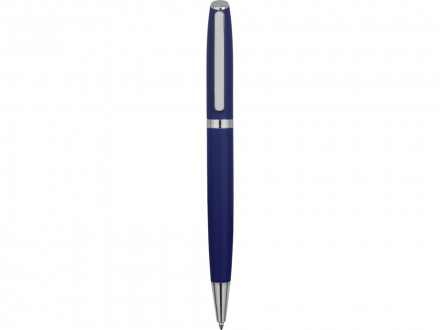 Ручка металлическая шариковая Flow soft-touch, темно-синий/серебристый