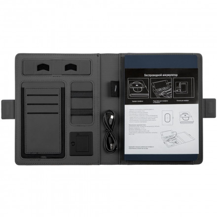 Органайзер Midstream с блокнотом и аккумулятором, синий