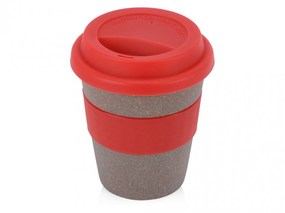 Стакан с силиконовой крышкой Cafe, красный