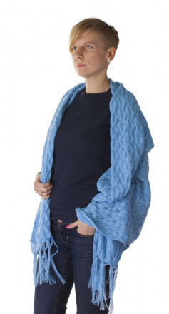 Палантин «Нежные листья», голубой