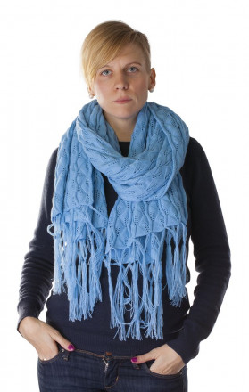 Палантин «Нежные листья», голубой