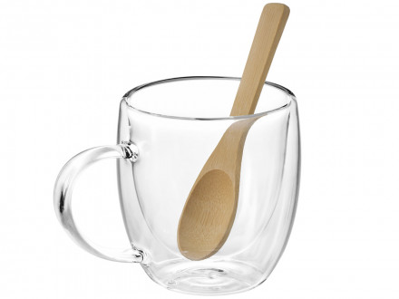 Кружка с двойными стенками на подставке с ложкой Teatrio