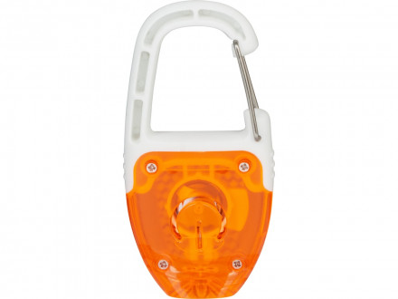 Брелок - фонарик с отражателем и карабином, оранжевый/белый