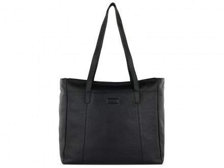 Сумка дорожная женская BUGATTI Elsa, чёрная, воловья кожа/полиэстер, 57х15х37 см