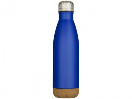 Бутылка для воды Cove из нержавеющей стали с двойными стенками и вакуумной изоляцией, объемом 500 мл, с пробковыми деталями - Ярко-синий