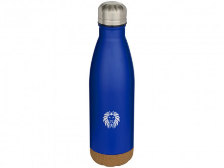Бутылка для воды Cove из нержавеющей стали с двойными стенками и вакуумной изоляцией, объемом 500 мл, с пробковыми деталями - Ярко-синий