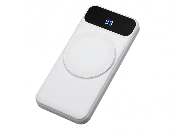 Магнитный беспроводной внешний аккумулятор со встроенными кабелями Мэни,быстаря зарядка, 10000 мАч, белый