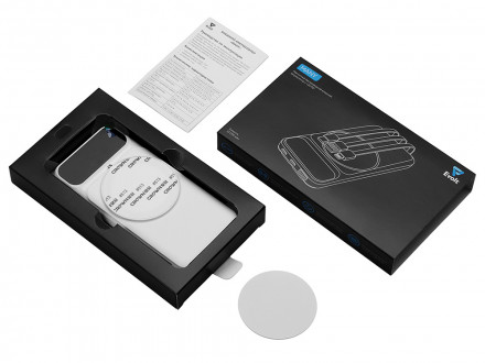 Магнитный беспроводной внешний аккумулятор со встроенными кабелями Мэни,быстаря зарядка, 10000 мАч, белый