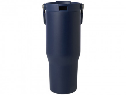 Термостакан Bronx объемом 900 мл из меди и переработанной нержавеющей стали, сертифицированной по стандарту RCS, с вакуумной изоляцией и крышкой с двойной функцией - Темно - синий