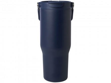 Термостакан Bronx объемом 900 мл из меди и переработанной нержавеющей стали, сертифицированной по стандарту RCS, с вакуумной изоляцией и крышкой с двойной функцией - Темно - синий