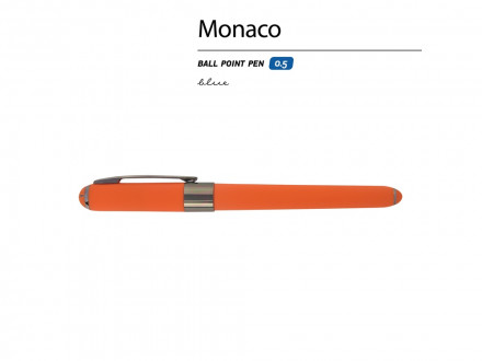 Ручка пластиковая шариковая Monaco, 0,5мм, синие чернила, оранжевый/вороненая сталь