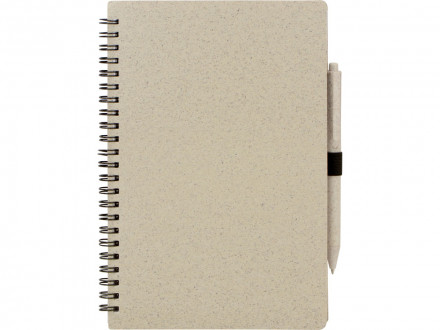 Блокнот А5 Toledo M, бежевый + ручка шариковая Pianta из пшеничной соломы, бежевый