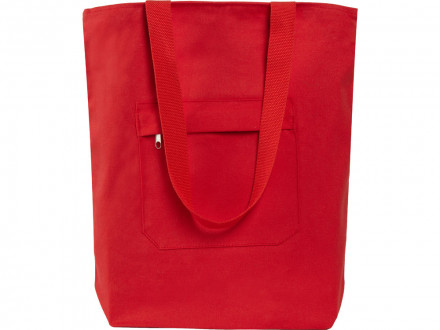 Сумка на молнии Zipper из хлопка 280 г c карманом на молнии спереди, красный