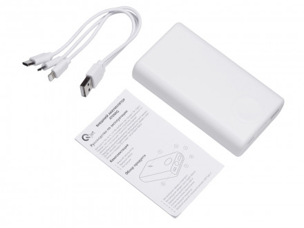 Внешний беспроводной аккумулятор 2-в-1 с функцией зарядки Apple Watch, QC/PD AtomIQ, 10000 мАч, белый