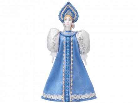 Подарочный набор: кукла фарфоровая, мед, голубой