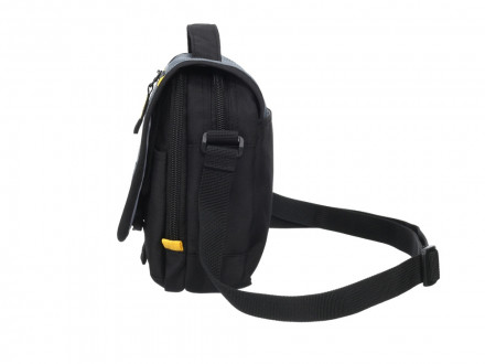 Сумка наплечная TORBER, черный/серый, полиэстер/добби, 15х5х22 см