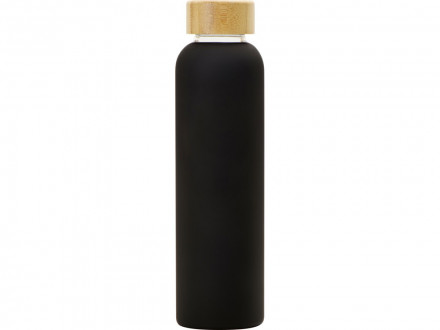 Стеклянная бутылка с бамбуковой крышкой Foggy, 600мл, черный