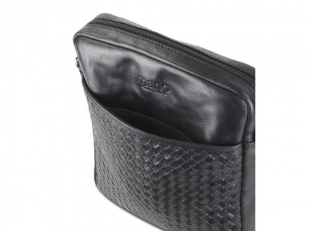 Сумка через плечо Mano Don Luca, натуральная кожа в черном цвете, 23 х 26,5 х 4,5 см