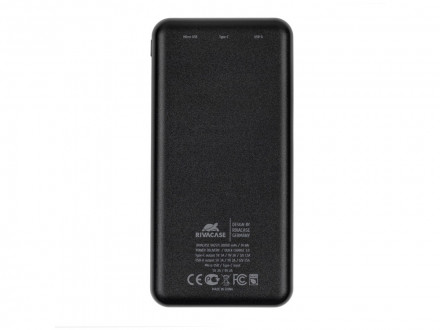 RIVACASE VA2571 (20000 мАч) QC/PD внешний аккумулятор, черный 12/24