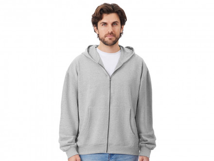 Толстовка оверсайз с капюшоном на молнии Monaco, серый меланж