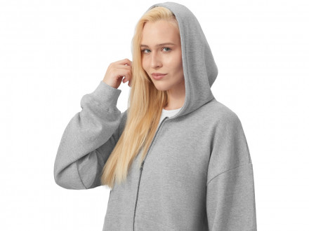 Толстовка оверсайз с капюшоном на молнии Monaco, серый меланж