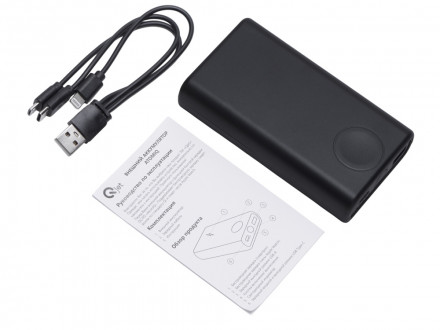 Внешний беспроводной аккумулятор 2-в-1 с функцией зарядки Apple Watch, QC/PD AtomIQ, 10000 мАч, черный