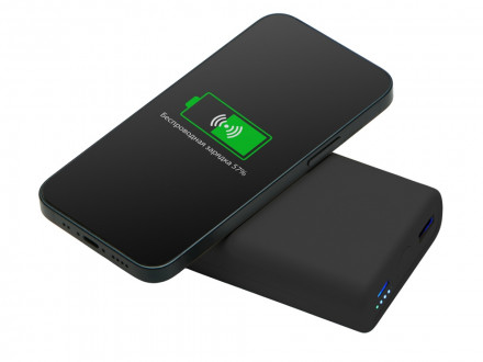 Внешний беспроводной аккумулятор 2-в-1 с функцией зарядки Apple Watch, QC/PD AtomIQ, 10000 мАч, черный