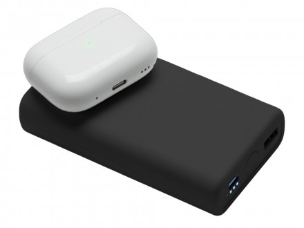 Внешний беспроводной аккумулятор 2-в-1 с функцией зарядки Apple Watch, QC/PD AtomIQ, 10000 мАч, черный