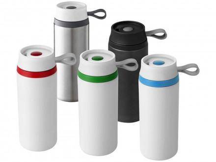 Термостакан герметичный Flow, серебристый/белый