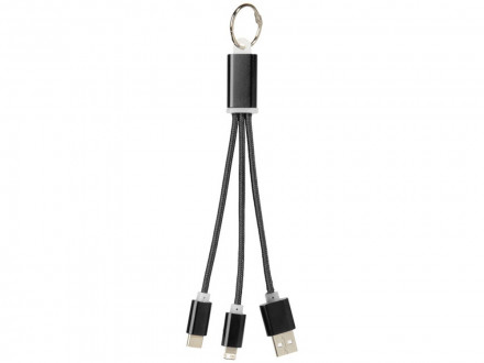 Кабель для зарядки Metal 3-в-1 с брелоком, черный