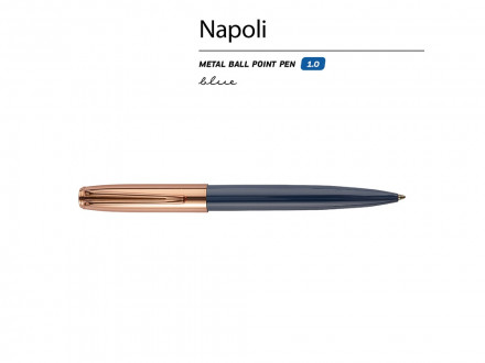 Ручка металлическая шариковая Napoli, синий/розовое золото