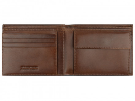 Портмоне BUGATTI Nobile,с защитой данных RFID, коньячного цвета, воловья кожа/полиэстер, 12х2х9,5 см